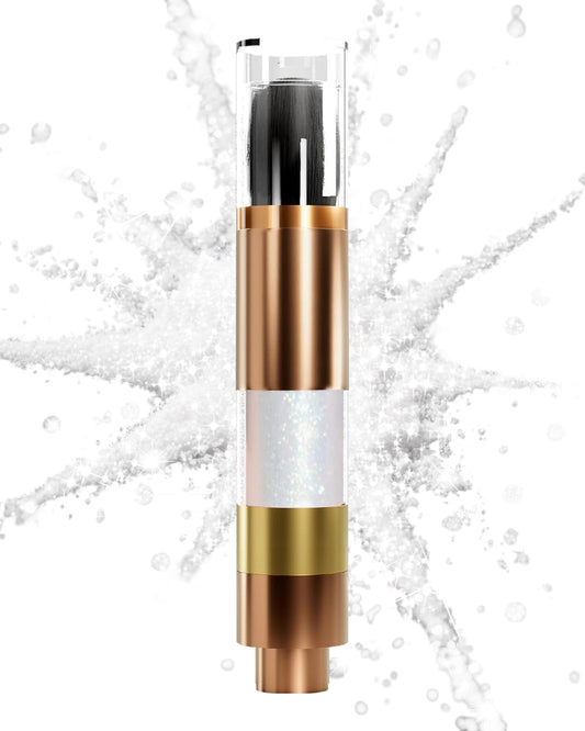 Highlighter Powder with Brush | 3D Contouring & Radiant Glow for Face, Body & Hair | Pearlescent Shimmer, Long-Lasting & Buildable Coverage | Women's Makeup for Daily & Special Occasions | alldaygood beauty