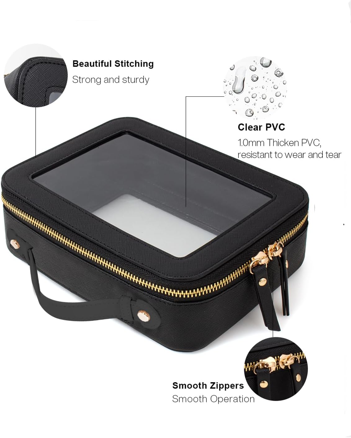 Clear Makeup Bag Small, TSA Approved Portable Toiletry Bag with Zipper Cosmetic Travel Bag Makeup Organizer Case Mini Makeup Pouch for Purse Car Organizer Bag for Women Men