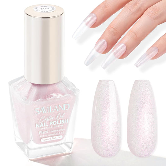 SAVILAND Color Artistry Pearl Pink Nail Polish: 7 Days Shimmer Aurora Finish Fingernail Polish Quick Dry Glitter Pink Fingernail Polish Regular Bulk Toe Nail Lacquer Non Gel DIY Home Women Manicure | alldaygood beauty