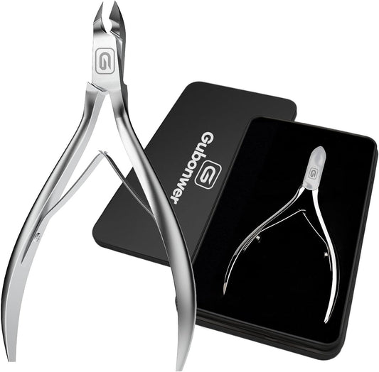 Cuticle Trimmer 3/4 Jaw Extremely Sharp Cuticle Nippers Scissors Stainless Steel Clippers Cutter Remover Pedicure Manicure Nail Tool, cuticle pusher (Cuticle Nippers/Silver-b) | alldaygood beauty