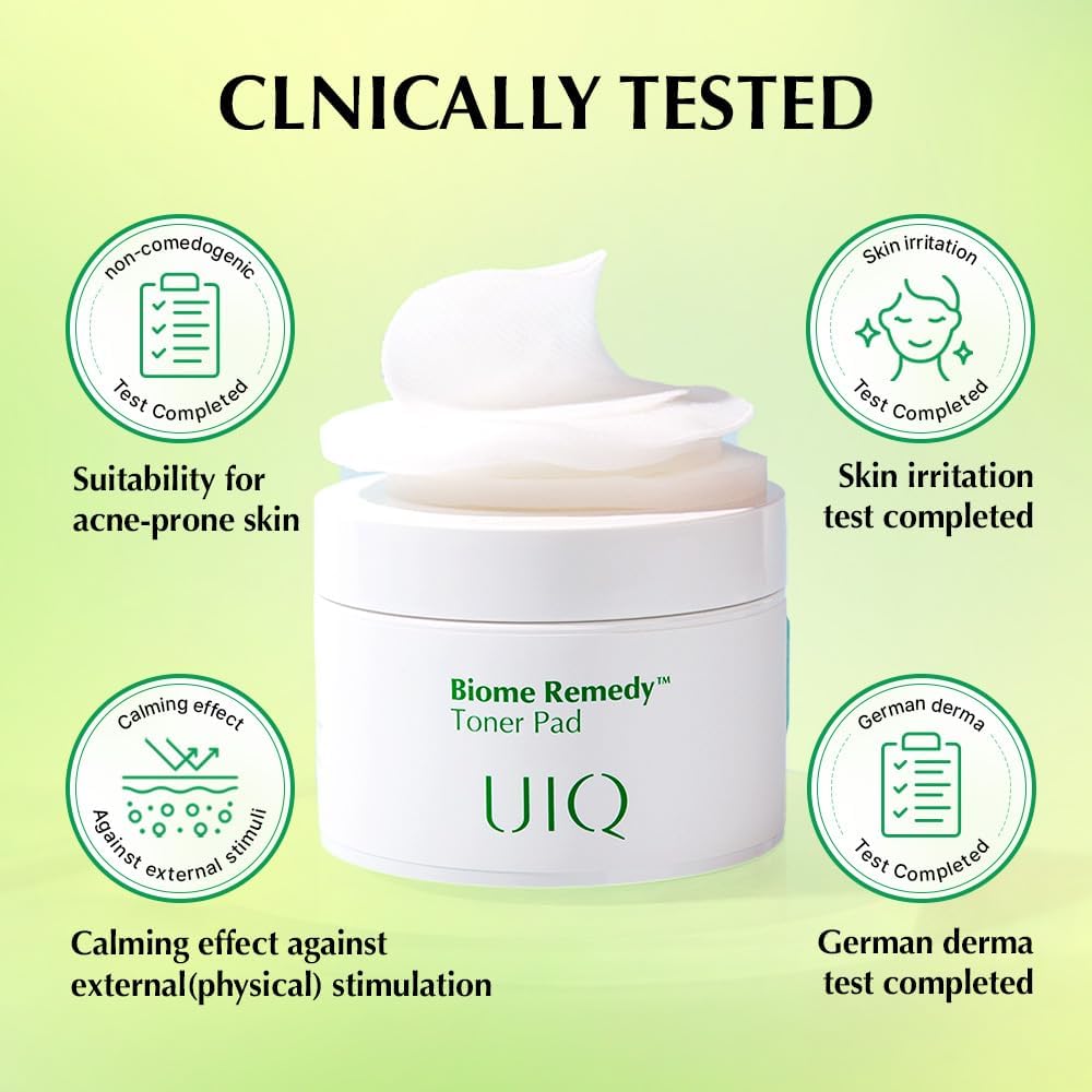 UIQ Biome Remedy Toner Pads, Dual-Textured Facial Pad for Hydrating, Moisturizing, Calming, Pore Care, Non Comedogenic, Daily Toner Pads for Soothing Skin 6.08 fl. oz., 70 Sheets