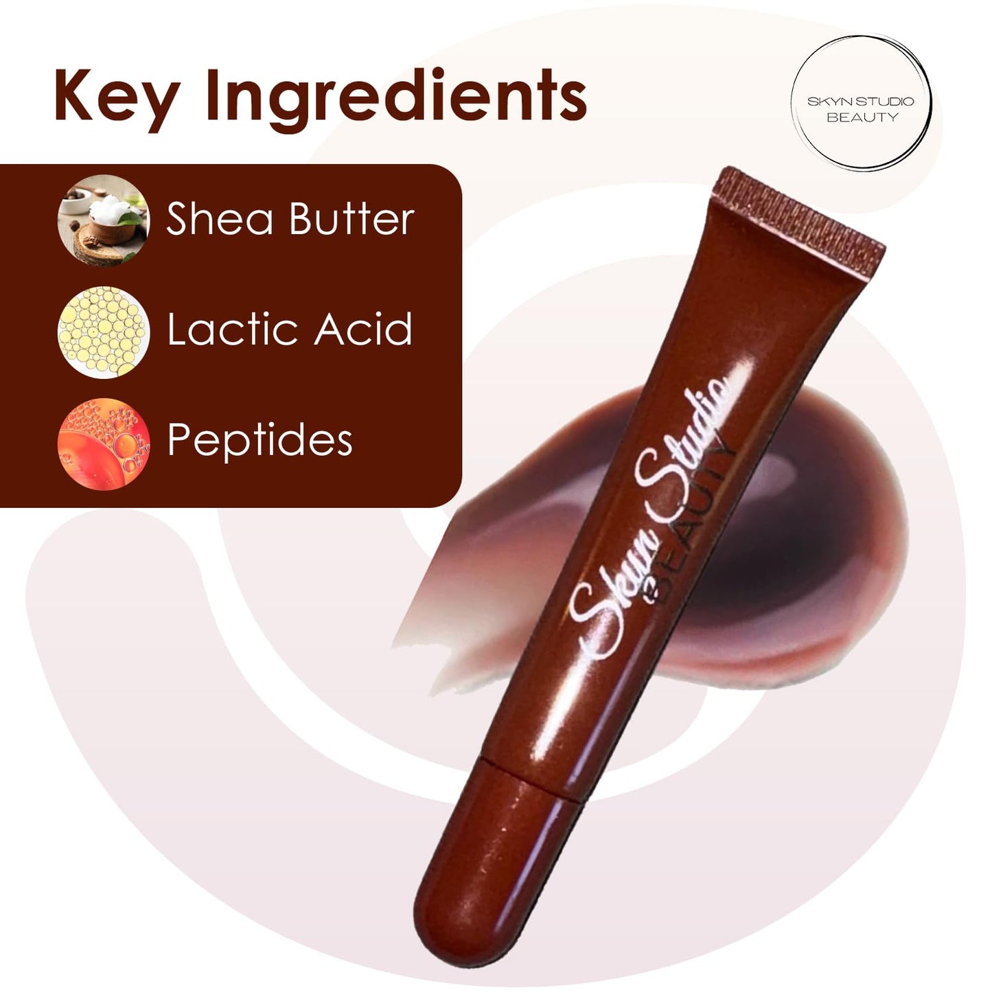 BEAUTY Pucker Up Shea Butta Glossy Lip Balm, Hydrating Lip Balm, Peptide Lip Treatment, Exfoliating Lip Balm, Lightweight, Moisturize and Tint Lip Care Products (0.4 Oz) (Brown Skin)