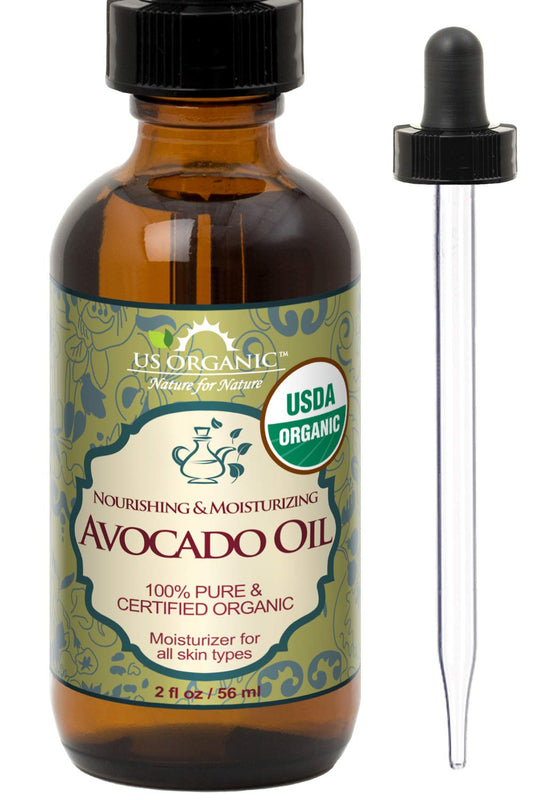 US Organic Avocado Oil Unrefined Virgin, USDA Certified Organic, 100% Pure & Natural, Cold Pressed, in Amber Glass Bottle w/Glass Eye dropper for Easy Application (2 oz (Small)) | alldaygood beauty