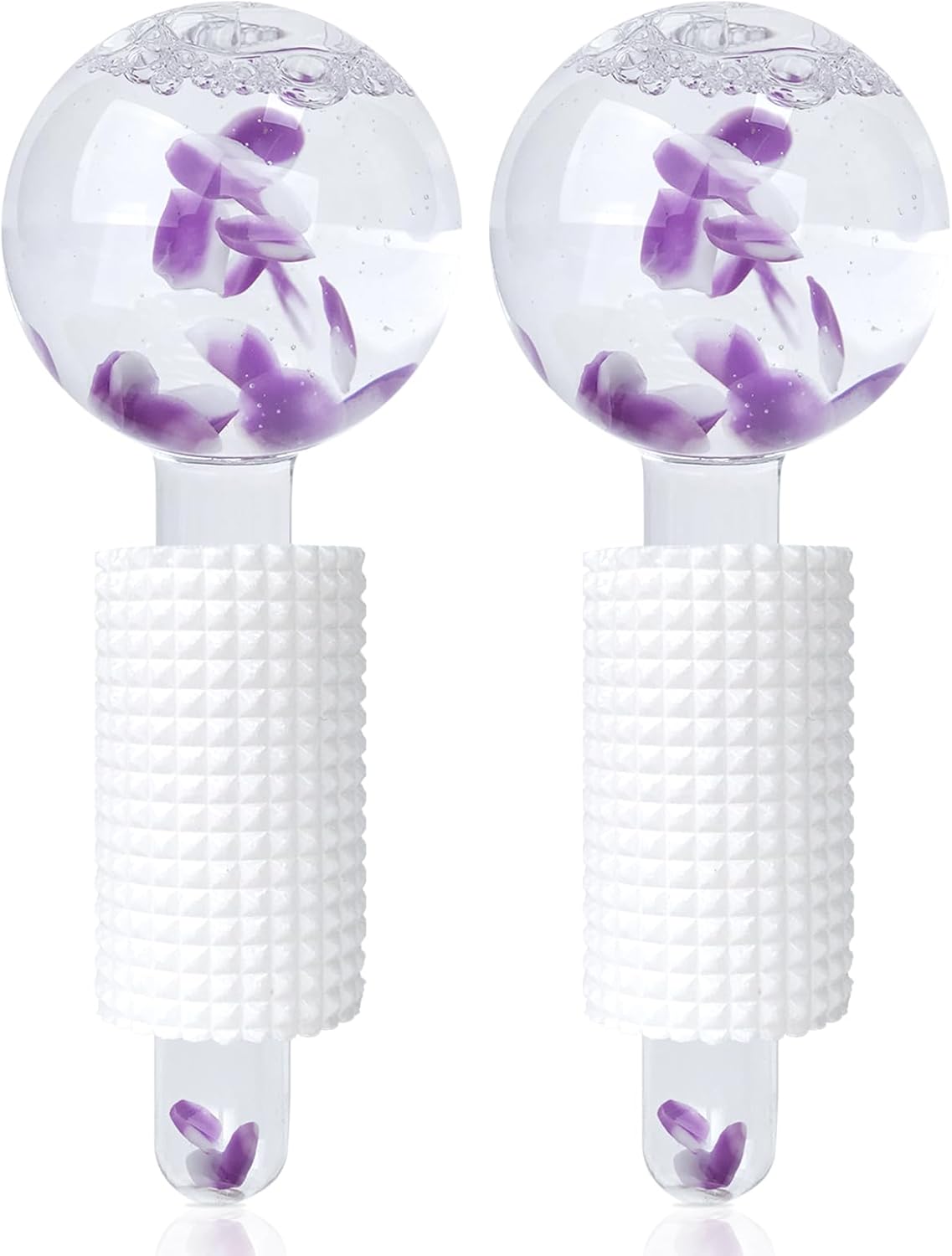 Ice Globes & Ice Roller for Face and Eyes - Facial Massage Tools for Skin Care, Reduce Wrinkles & Puffiness, Cooling Globes & Roller Ball for Glowing Skin 2PCS (Purple)