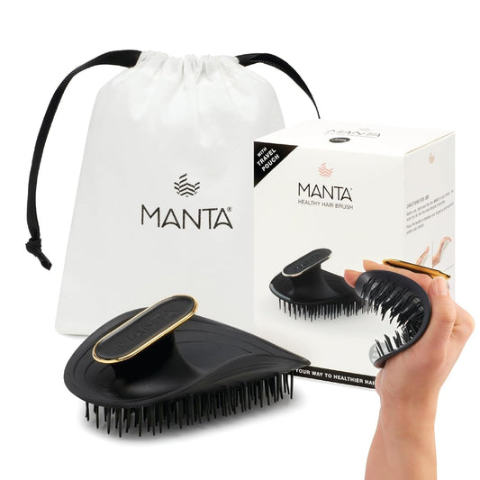 Manta Original Anti-Breakage Hairbrush – Gentle Detangling Brush for Wet & Dry Hair, Flexible Hairbrush for All Types, Healthy Hair Care for Women & Men, Black | alldaygood beauty