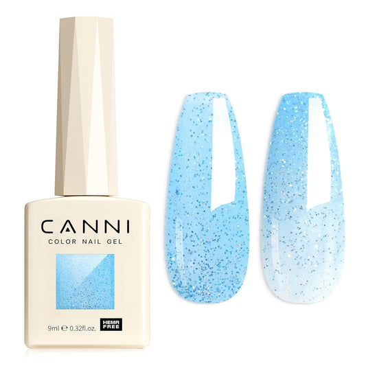 CANNI 1 Pcs Glitter Blue Gel Nail Polish, Shimmer Sparkly Blue Colors Gel Polish Soak Off Led Nail Art Gel Manicure Salon DIY | alldaygood beauty