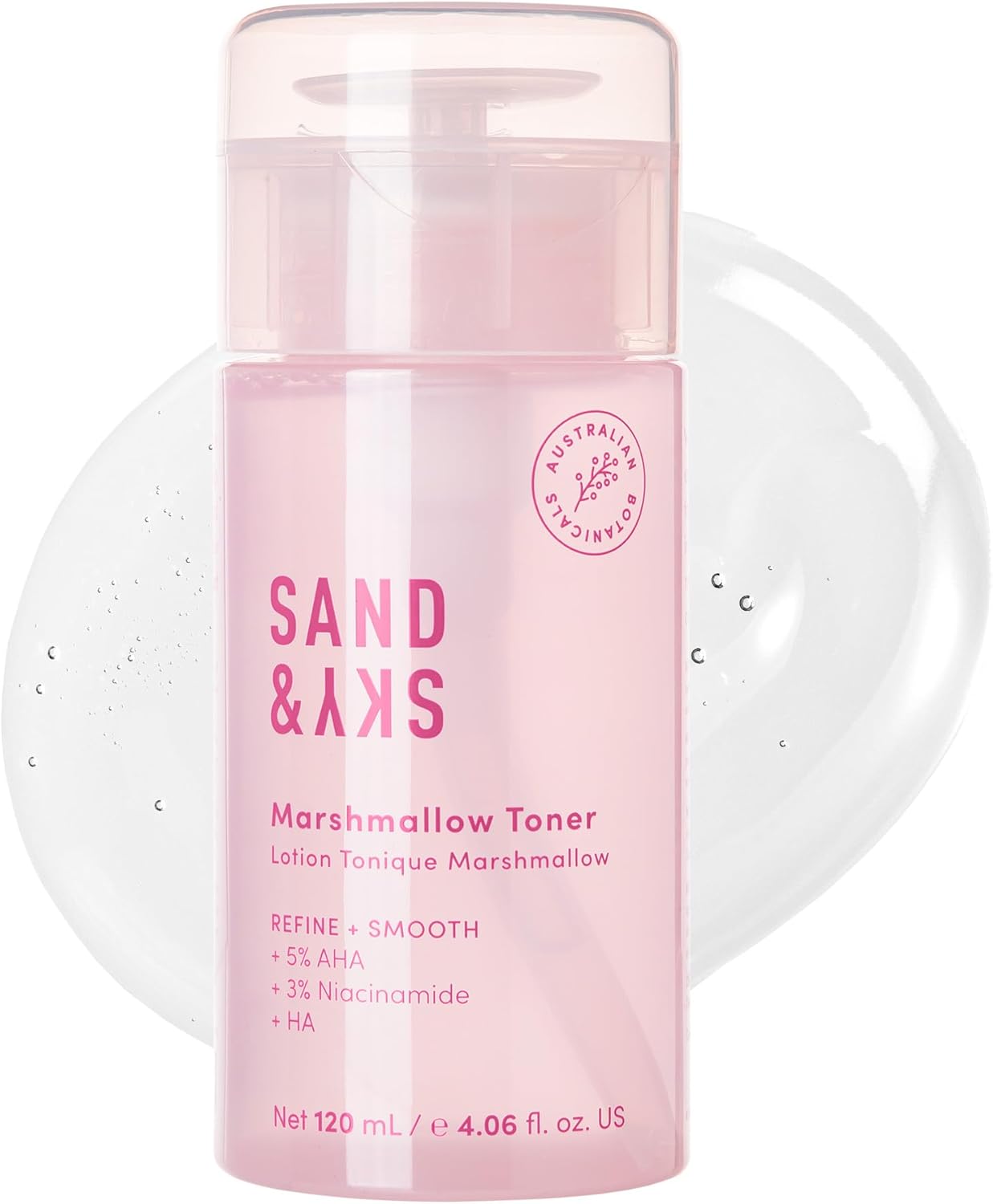 Sand & Sky Australian Essentials Brightening Toner with Niacinamide & Glycolic Acid - Marshmallow Extract Essence, Exfoliates & Strengthens Skin, 4.2 fl oz