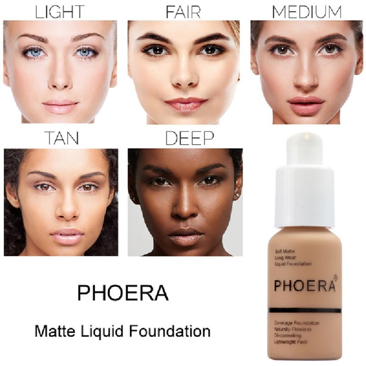 2Pack PHOERA Foundation,Full Coverage Foundation, Concealer Foundation Full Coverage Flawless New 30ml PHOERA 24HR Matte Oil Control Concealer(108 - Tan)