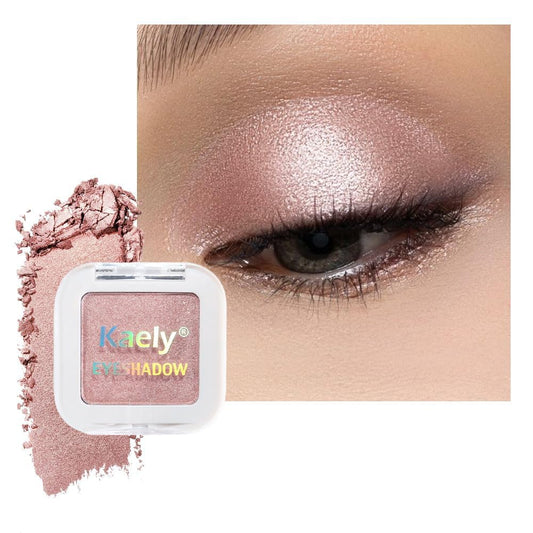 evpct Dusty Pink Champagne Single Eyeshadow Palette, Rose Gold Ice Pink Nude Glitter Cream Eye shadow Palette Singles Brightener Makeup for Older Women, High Pigment Waterproof Monochrome Eyeshadow | alldaygood beauty