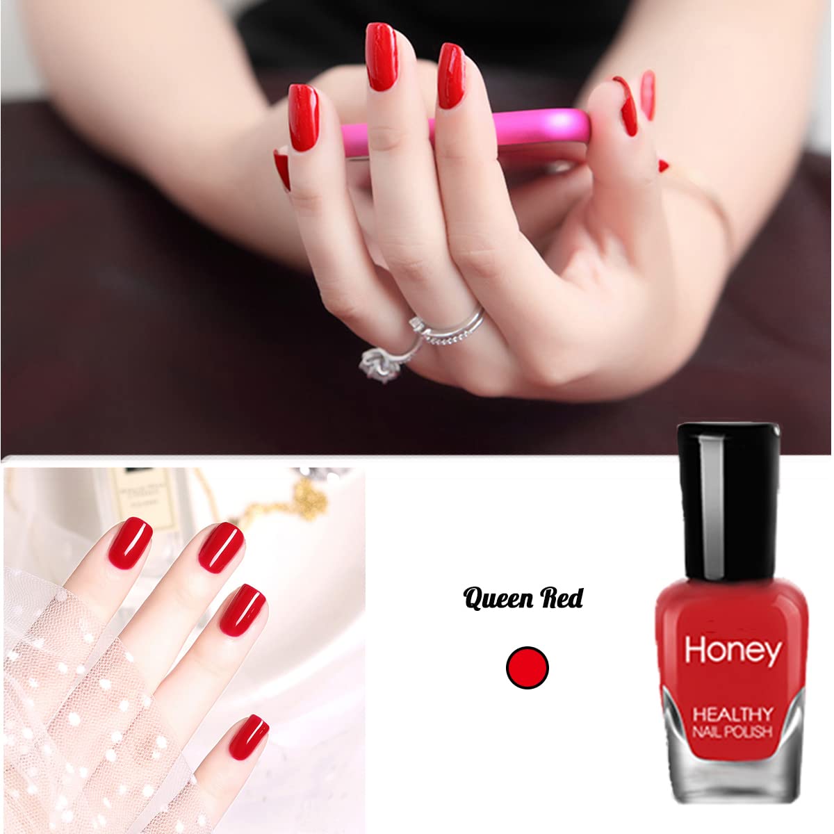 Non Toxic Nail Polish Set, Easy Peel Off and Fast Dry NailPolish Set for Pack, Eco Friendly & Organic Water Based Nail Polish for Women,Teens (6 Bottles)