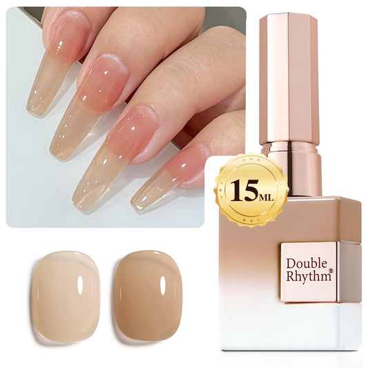 Double Rhythm 0.50 OZ Translucent Gel Polish Same Color Same Bottle Sheer Pastel Neutral Natural Milky 15 ML Jelly UV Nail Art DIY at Home (Pale Nude-A1372) | alldaygood beauty