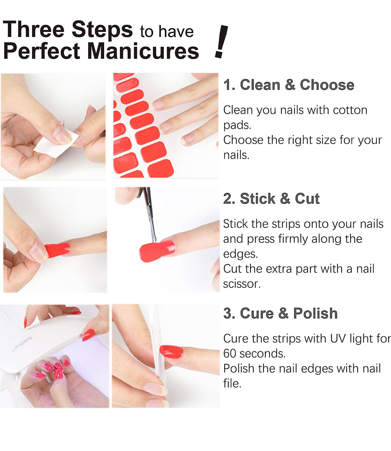 Semi Cured Gel Nail Strips, 20pcs Plum Ombre, Glitter, Gel Nail Stickers UV for Home Nails DIY