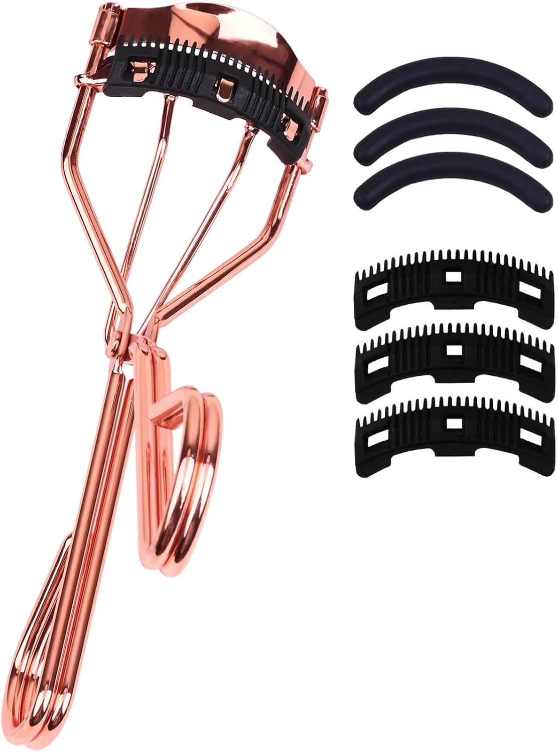 Eyelash Curlers with Comb IMMER LIEBEN Fashion Cute Eye Lash Curler with 3 Combs, 3 Refill, 10 Seconds for Long-Lasting Curl Rose Gold