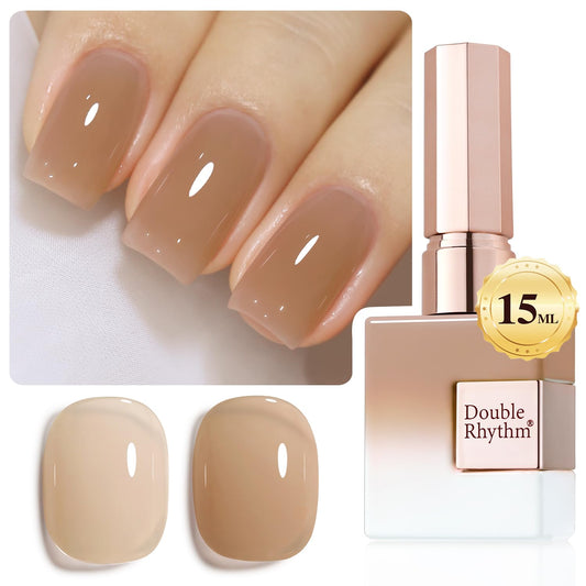 Double Rhythm 0.5Oz Translucent Gel Polish Sheer Neutral Natural Light Milky Same Color Same Bottle 15ML Jelly Nail Art DIY at Home (Nude-A1372) | alldaygood beauty