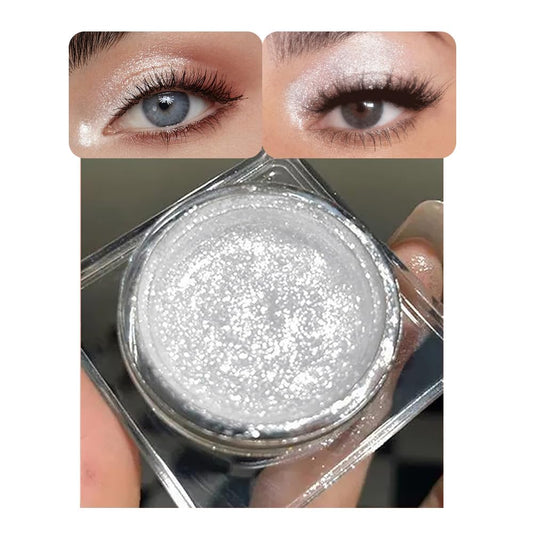 Single Cream Glitter Eyeshadow, Shimmer Eyeshadow Palette, Korean Eye Glitter Makeup, Ultra-Blendable, Sparkle Silver Eye Shadow, Single Shade Metallic Pigmented (Sparkle white) | alldaygood beauty