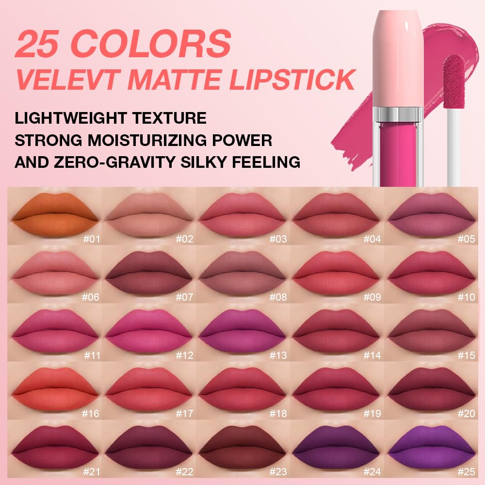 BINGBRUSH Super Matte Longwear No-Budge Stay On Smudge Proof Liquid Lipstick Long Lasting Makeup for Women,Highly Pigmented Color and Instant Shine, Cheeky