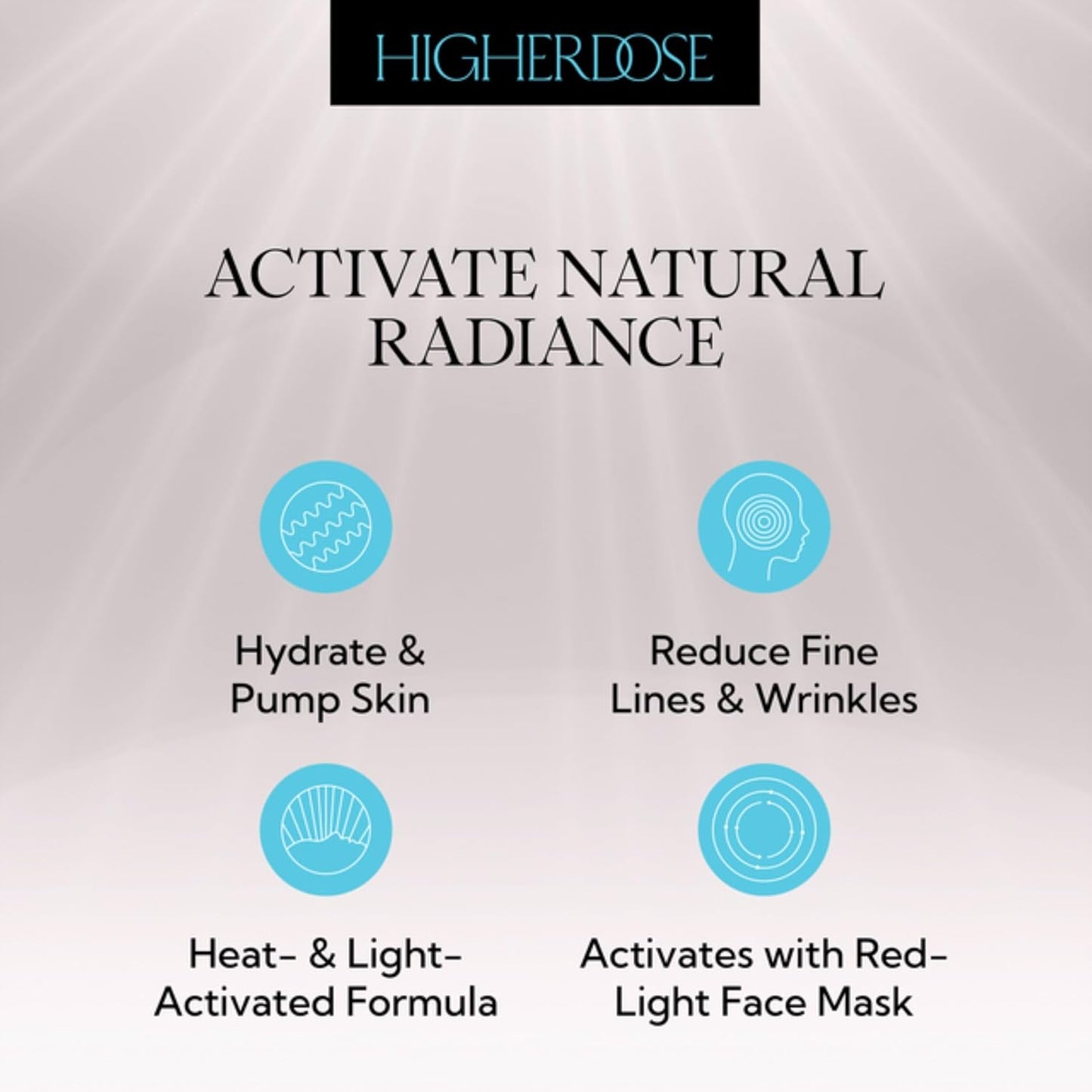 HigherDOSE Light-Activated GLOW SERUM - Anti Aging Face Serum to Plump, Hydrate & Smooth Fine Lines - Made with Vitamin C, Copper Peptides & Hyaluronic Acid - Boosts Benefits of Red Light (1 oz)