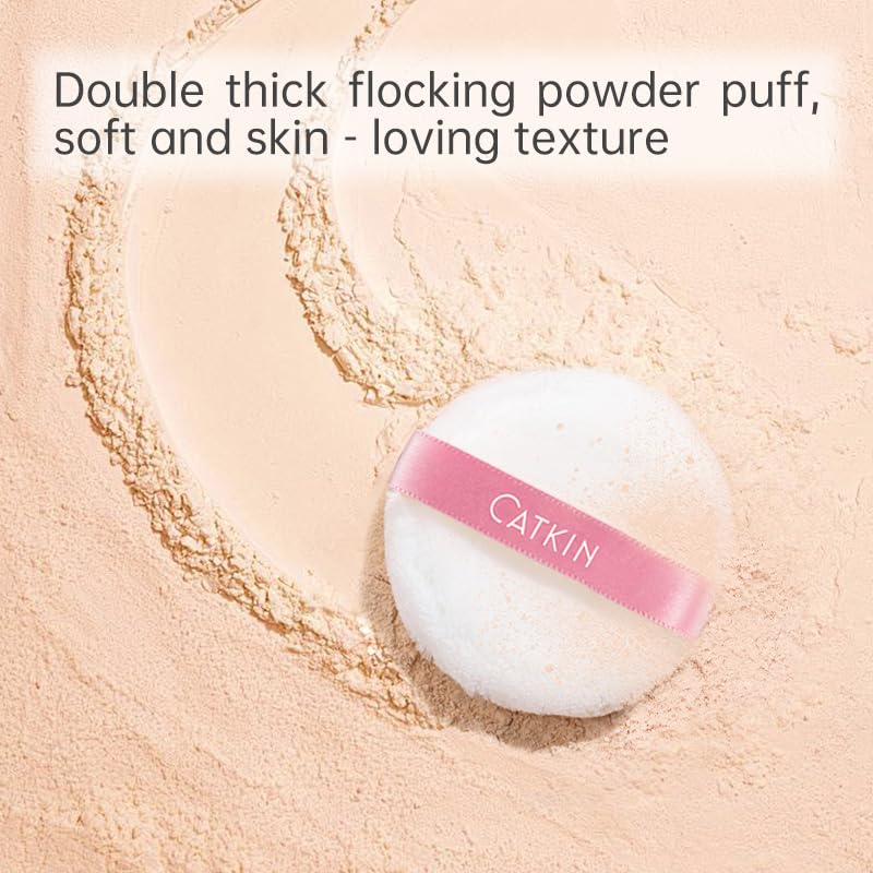 CATKIN Loose Setting Powder - Translucent Matte Finishing Powder, 3 Colors Even Skin Tone, Oil Control Makeup Pore Minimizing Powder with Velour Puff (0.42oz, C02 Matte for Oily Skin)