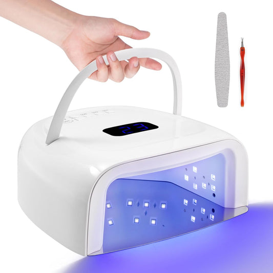UV LED Nail Lamp - Rechargeable Nail Light for Gel Polish 60W Faster Nail Dryer for Fingernail Toenail with Auto Sensor Professional Portable Handle Nail Curing Lamp | alldaygood beauty