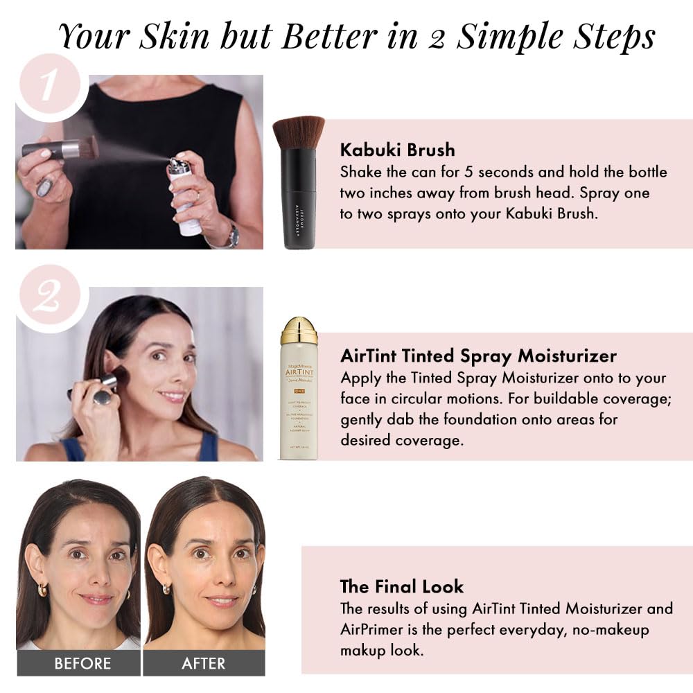 Jerome Alexander MagicMinerals AirTint Tinted Moisturizer AirBrush Spray Light | Tinted Moisturizer Spray with Anti-Aging Ingredients | Fair |2PC