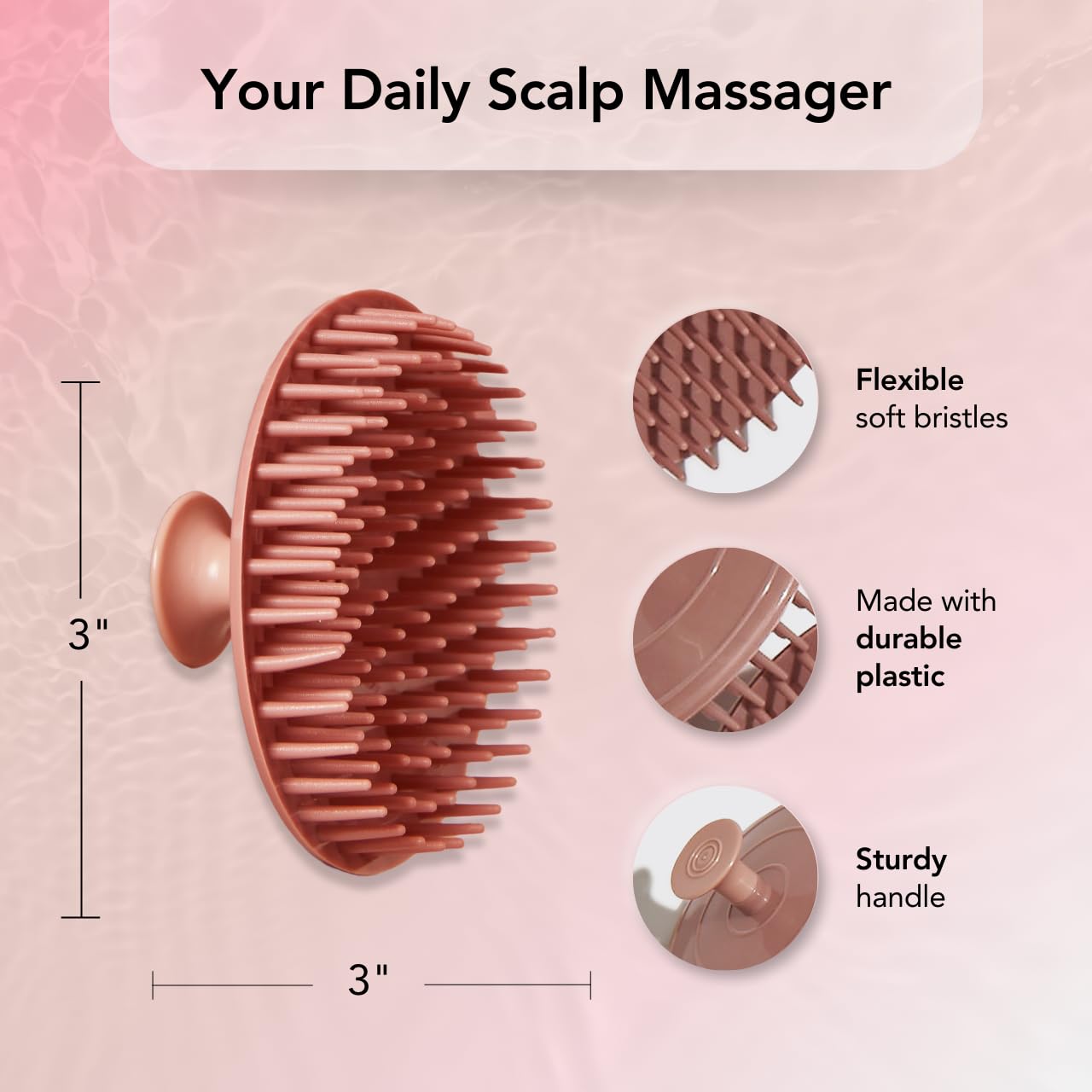 Kitsch Scalp Massager for Hair Care - Scalp Scrubber, Shampoo Brush & Exfoliator for All Hair Types - Relaxing & Exfoliating - Terracotta