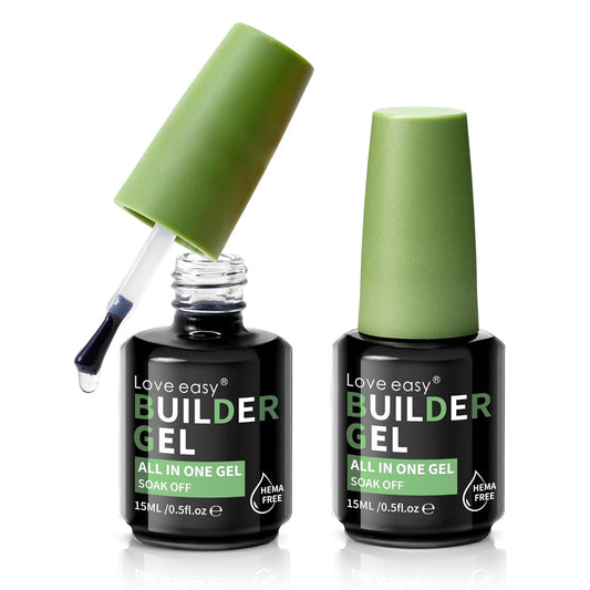 Builder Gel for Nails, 2 Pack Crystal Clear Soft Polish Fast Self-leveling Apex Strength Thickness Enhancement Building Thin Weak Nail, Beginners Home DIY Salon Manicure (U V Light Needed) | alldaygood beauty