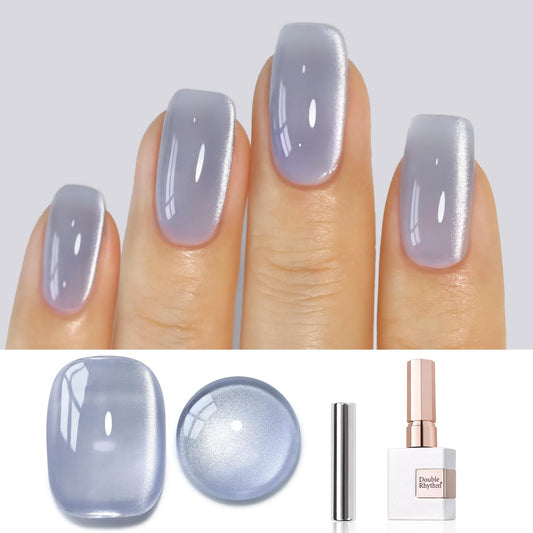 Double Rhythm 0.5 OZ Cat Eye Gel Polish with Magnet 15ML Holographic Glitter Shimmer Translucent Jelly Color Magnetic Polish Salon DIY at Home (MC1035) | alldaygood beauty