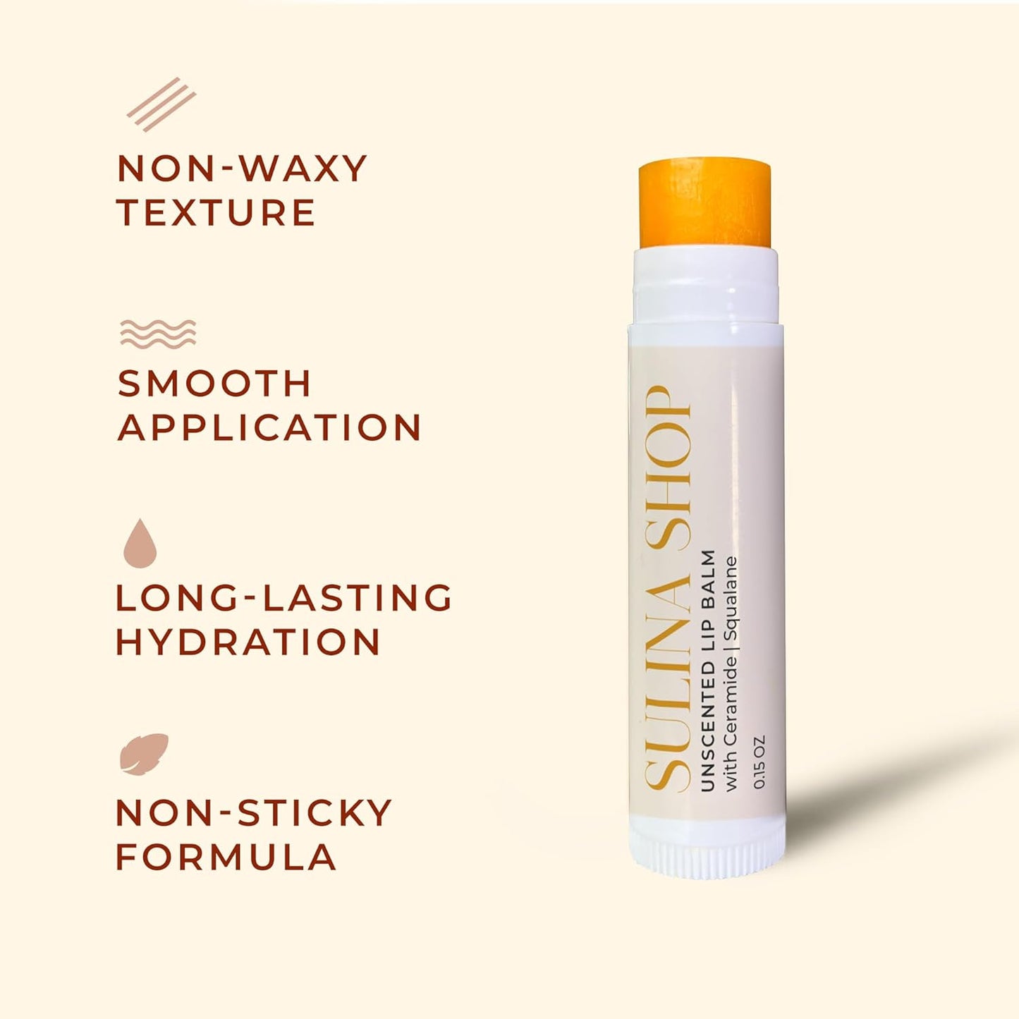 Unscented Lip Balm Hydrating for Dry Lips - Lip Moisturizer with Castor Oil and Beeswax, Chapped Lip Repair, Restores Smoothness, Barrier Protection, Fragrance-Free and Gentle