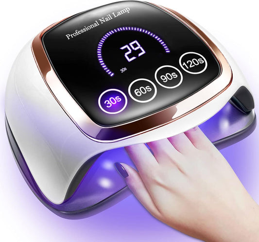 UV LED Nail Lamp, Gugusure Upgrade 180W Nail Dryer for Gel Polish with LCD Display, Auto Sensor and 4 Timer Settings, Professional Curing Lamp Light with 42 Beads for Salon and Home | alldaygood beauty