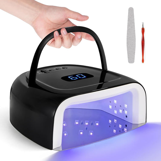 Rechargeable UV LED Nail Lamp 60W Cordless Nail Dryer LED Gel Polish Light with LCD Display, Auto Sensor and 4 Timer Settings, Professional Curing Lamp with 42 LED Beads for Salon and Home | alldaygood beauty