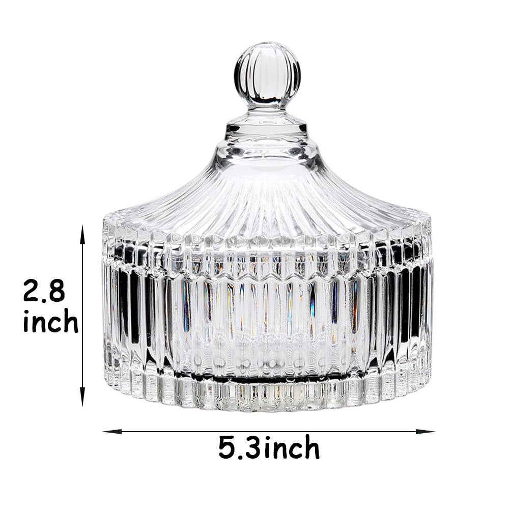 2 Pack Extra Large 5.2" White Powder Puffs and 5.3" Glass Container – Oversized Soft Body & Face Large Powder Puff Dusting Powder Jar Holder Case(Clear Glass)