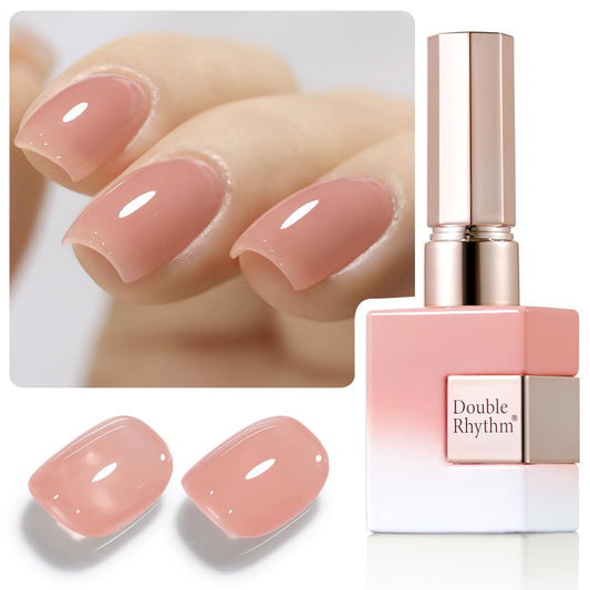 Double Rhythm Gel Polish Translucent Sheer Neutral Natural Light Milky Same Color Same Bottle 15ML Jelly Polish Art DIY at Home (Milky Light Nude-A1383) | alldaygood beauty