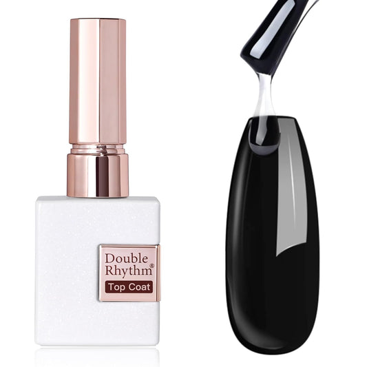 Double Rhythm 15ML No Wipe Gel Top Coat Base Coat Iridescent Glitter Shimmer 2 in 1 Nail Polish Soak Off Manicure DIY Home Salon (Clear) | alldaygood beauty