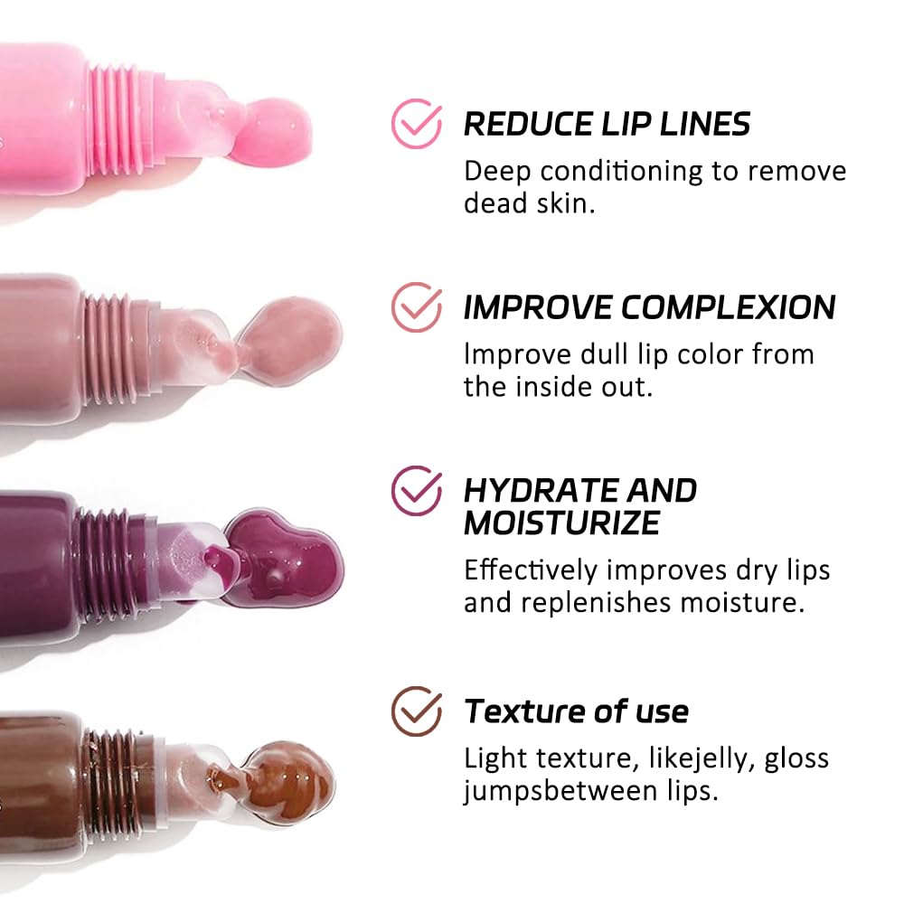 1Pcs Tinted Lip Balm Serum Makeup, Squeeze Hydrating Tint Lips Balms Serum Cosmetic, Women Care Glossy Nourishing Plumping Lip Stain Gloss Lipstick, Suitable for dry lips, Long-Lasting Color 08