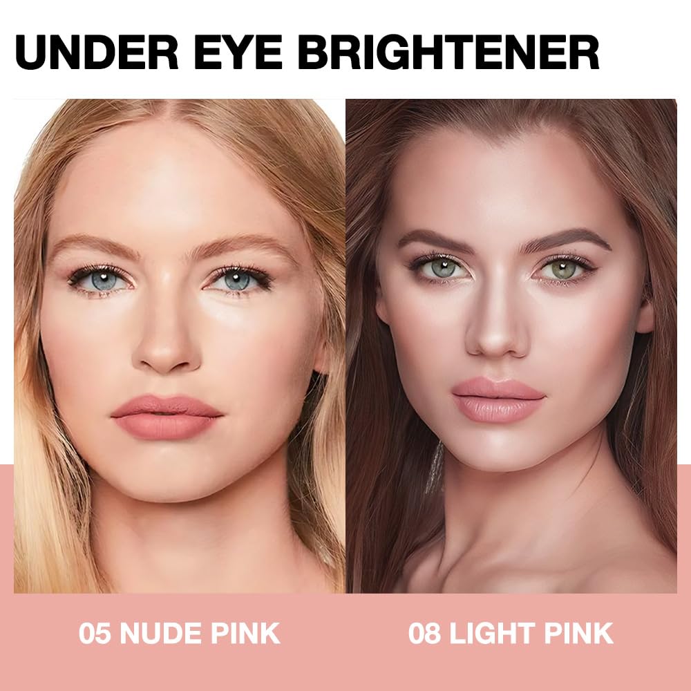 evpct 2Pcs under Eye Brightener, Nourishing Luminous under Eye Concealer Color Corrector for Dark Circles, Waterproof Naturactor Concealer Pot make up for face Eye Ring corrector de ojeras, 05# & 08#