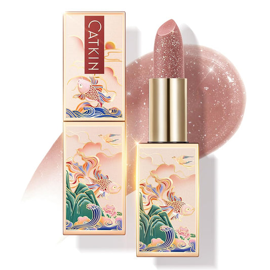 CATKIN Tinted Lip Balm Glitter Lip Stain Ultra Hydrating Lip Moistrurizer Lip Care with Vitamin E Nourishing For Cracked & Dry Lips 0.12 oz C13 Sea of stars - Champagne