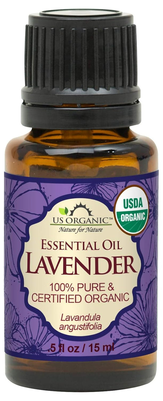 US Organic 100% Pure Lavender Essential Oil, Directly sourced from Bulgaria, USDA Certified Organic, Undiluted, for Diffuser, Humidifier, Massage, Skin, Hair Care, Non GMO, 15 ml | alldaygood beauty