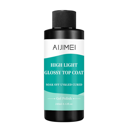 AIJIMEI 240ml High Shine Glossy Top Coat for Nails Long Lasting, Smooth TopCoat, High Light Glossy Top Coat for DIY Nail Art Use Enhance Your Manicure with Brilliant Reflection 8 Fl Oz | alldaygood beauty