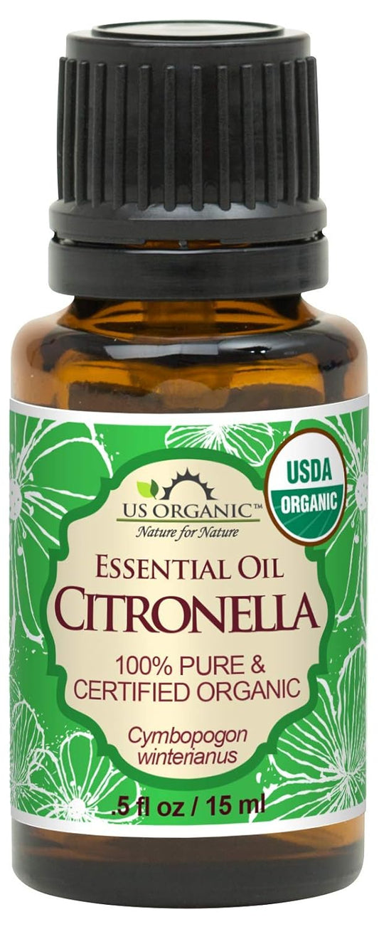 US Organic Citronella Essential Oil, USDA Certified, 100% Pure, 15 ml, Improved caps and droppers – Used for Skin Care, Many DIY Projects Like Candle Making and Much More | alldaygood beauty