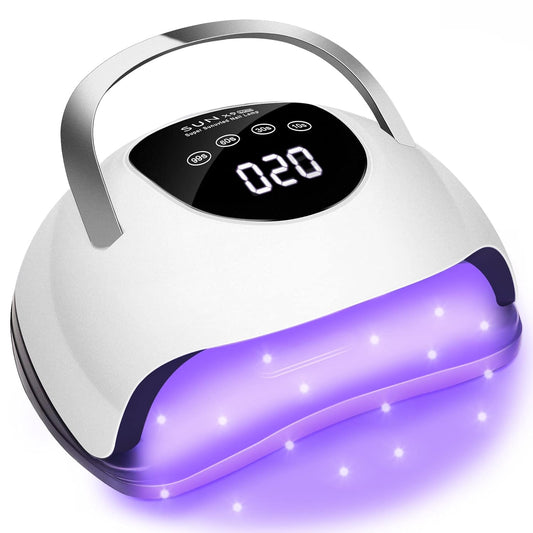 Wisdompark LED Nail Lamp 220W for Gel Nails Fast Curing Dryer with 57pcs Lamp Beads 4 Timers Professional UV Light for Home Salon Nail Art Tools White | alldaygood beauty