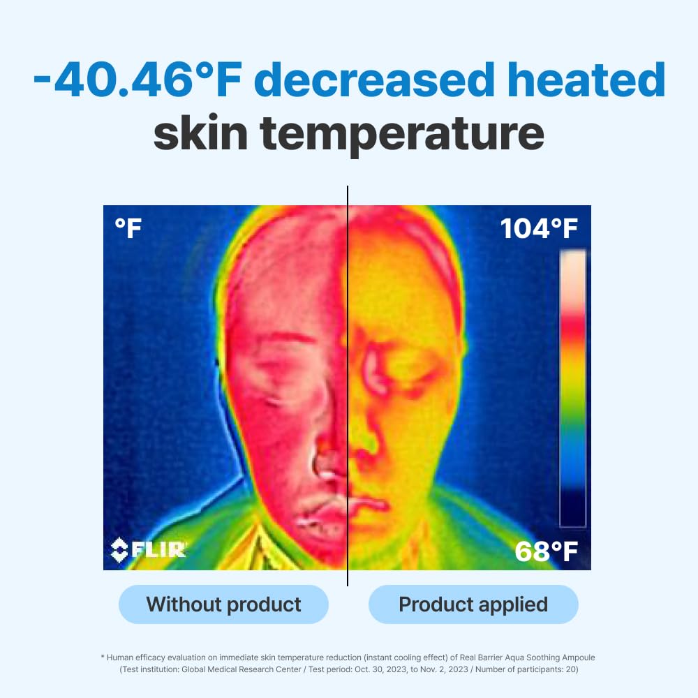 Real Barrier Aqua Soothing Ampoule 1.69 Fl Oz, Cooling Soothing Moisturizing Facial Serum for Sensitive Dry Skin, Hyaluronic acid Ceramide Hydrating Face Moisturizer for Dewy Skin, Korean Skin Care