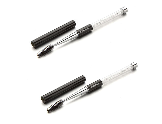 2PCS Mascara Brushes, Eyebrow Eyelash Brushes, Mascara Wands Spooly Applicators, Eye Brushes, Portable Cosmetic Brushes with Cap Spoolies Brushes for Eyelash Extensions and Eyebrows, Black