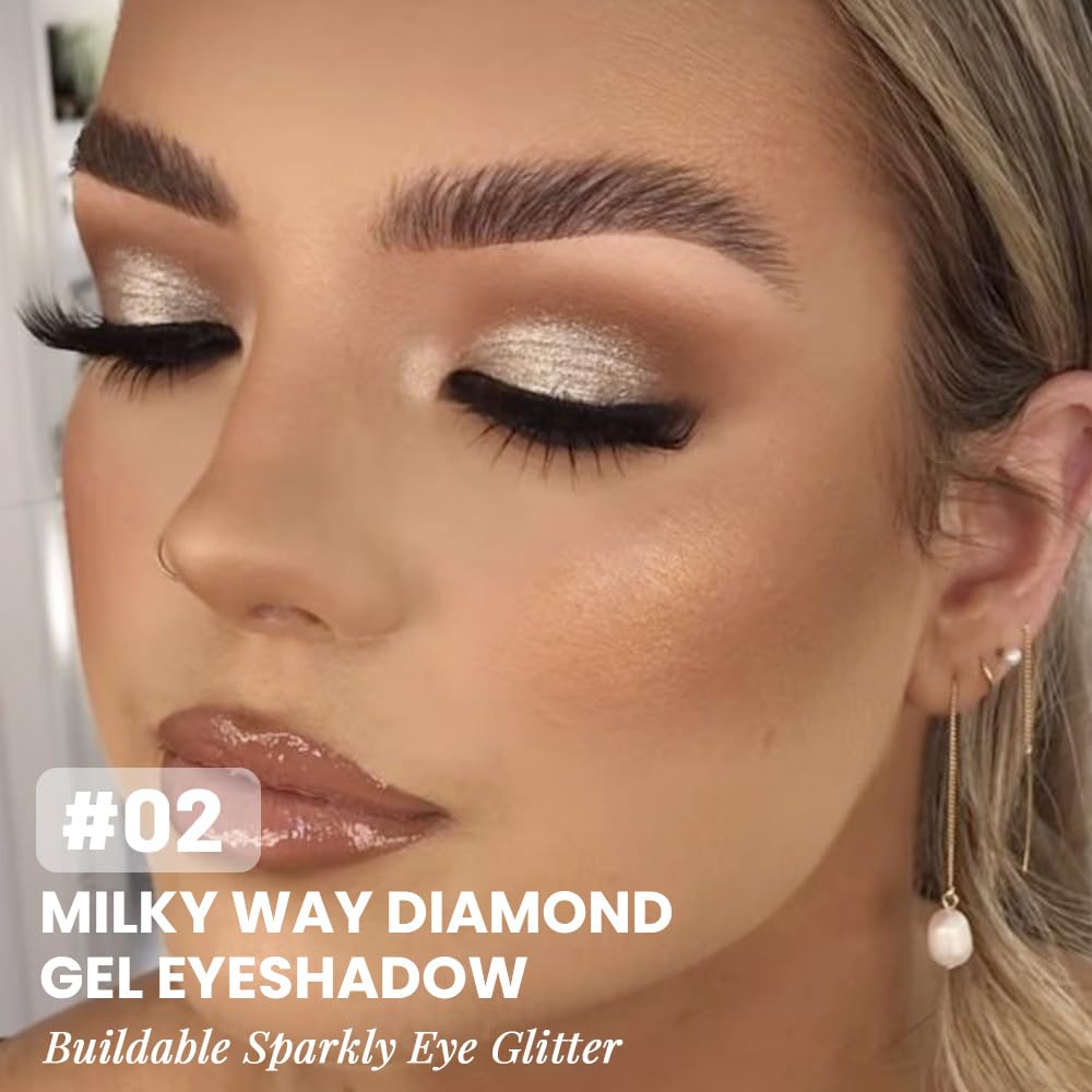 Monochrome Glitter Eyeshadow Palette,Single Champagne Gold Shimmer Eyeshadow,Long-Lasting Sheer Eye Makeup With A Sparkle Finish,Smooth Formula,Vegan & Cruelty-Free
