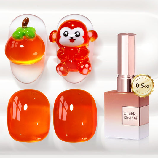 Double Rhythm 0.5 Oz Jelly Gel Polish Same Color Same Bottle Sheer Neutral Natural Light Milky Pastel 15ML Translucent Polish Art DIY at Home (Orange-A1635) | alldaygood beauty