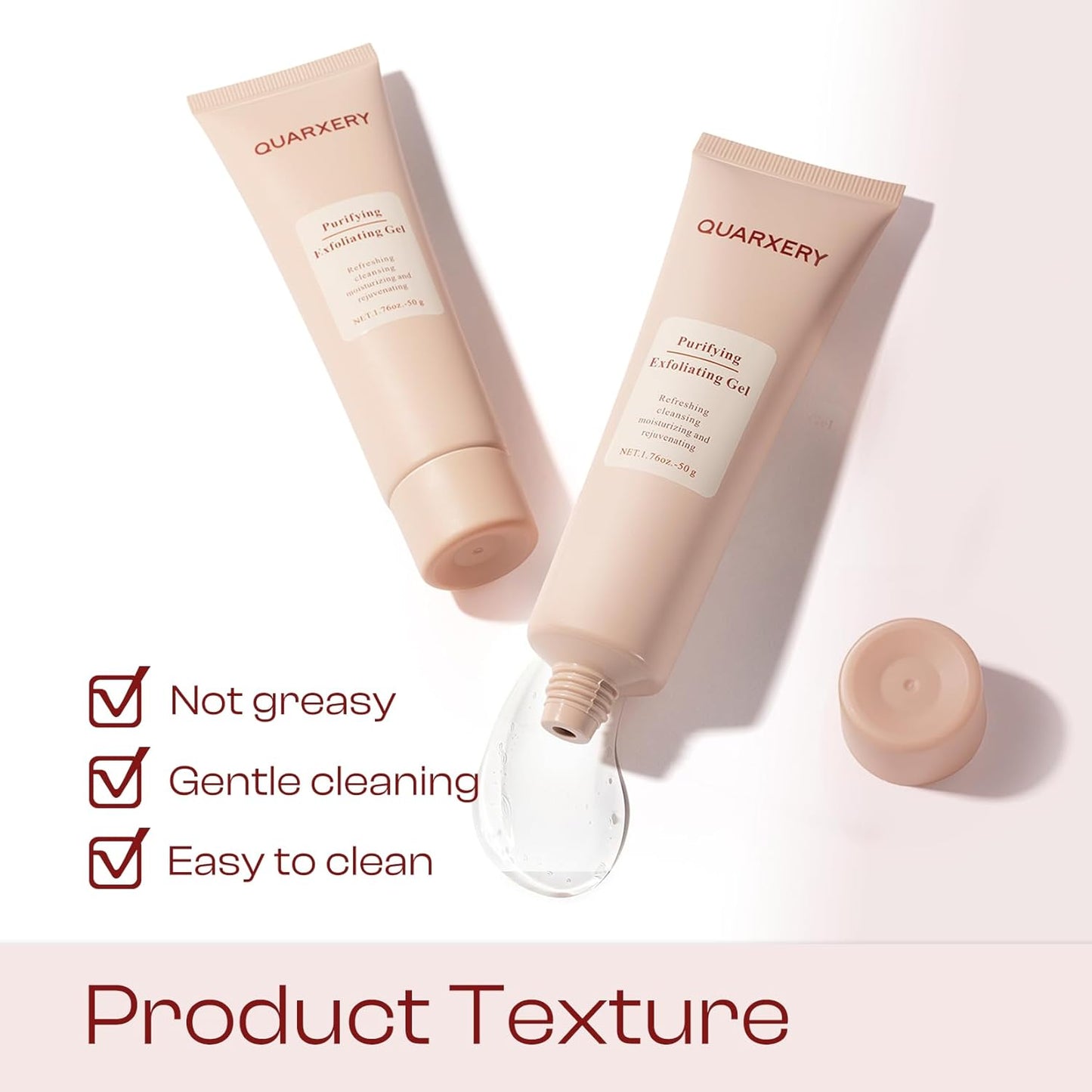 QUARXERY Purifying Exfoliating Gel 2Pcs：Gentle for Face - Facial Peeling Gel Scrub for Face Cleans Dirt & Oils