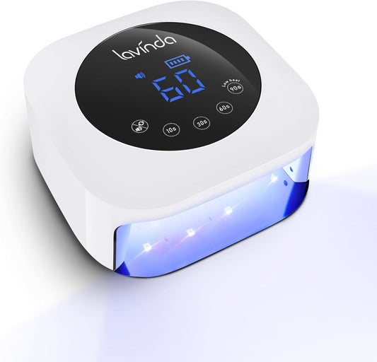 Lavinda UV LED Nail Lamp, Cordless Nail Lamp 54W Rechargeable Nail Dryer Gel Polish Light with Large LCD Display, Professional Gel Curing Lamp with 4 Timer Setting Auto Sensor for Salon and Home | alldaygood beauty