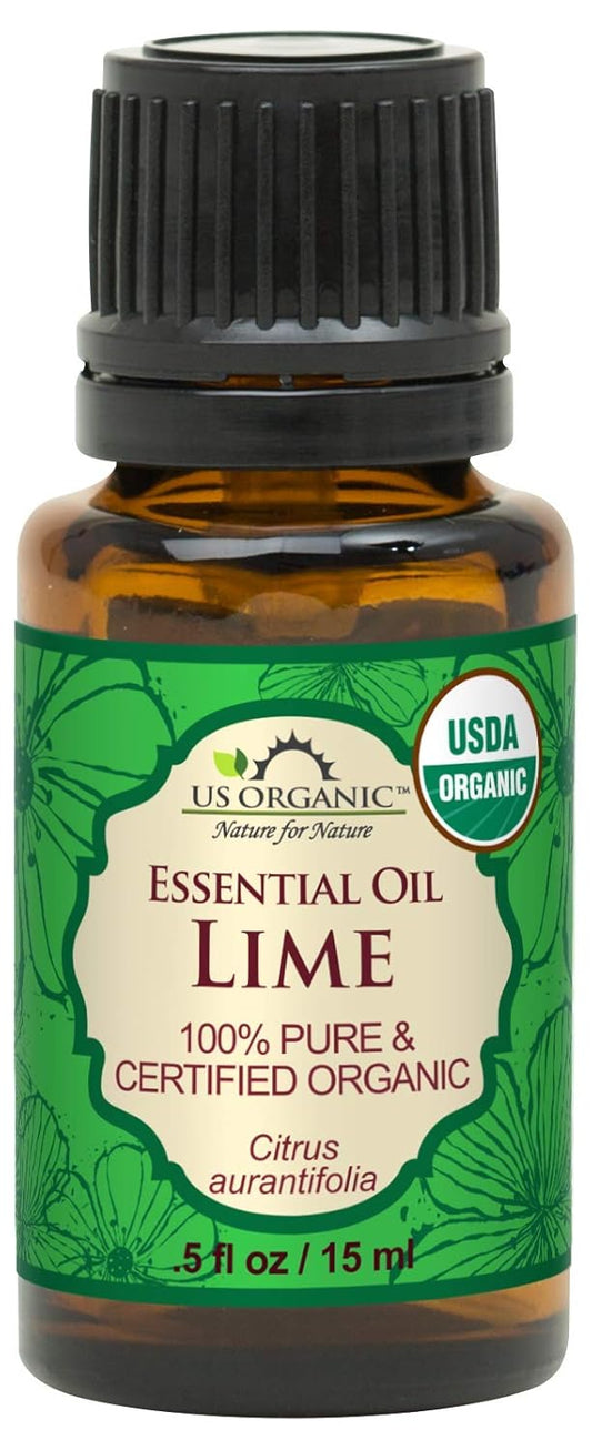 US Organic Lime Essential Oil - Certified Organic, Steam Distilled - W/Euro droppers (More Size Variations Available) (15 ml / .5 fl oz) | alldaygood beauty