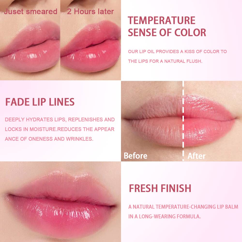 evpct 3Pcs Aloe Vera Avocado Peach Tinted Lip Balms Tint Stain Lipstick for Women PH Color Changing Lipstick Balm Stain Gift Set Queen Girls Korean Mood Long Lasting Color Change Light Pink Lipstick