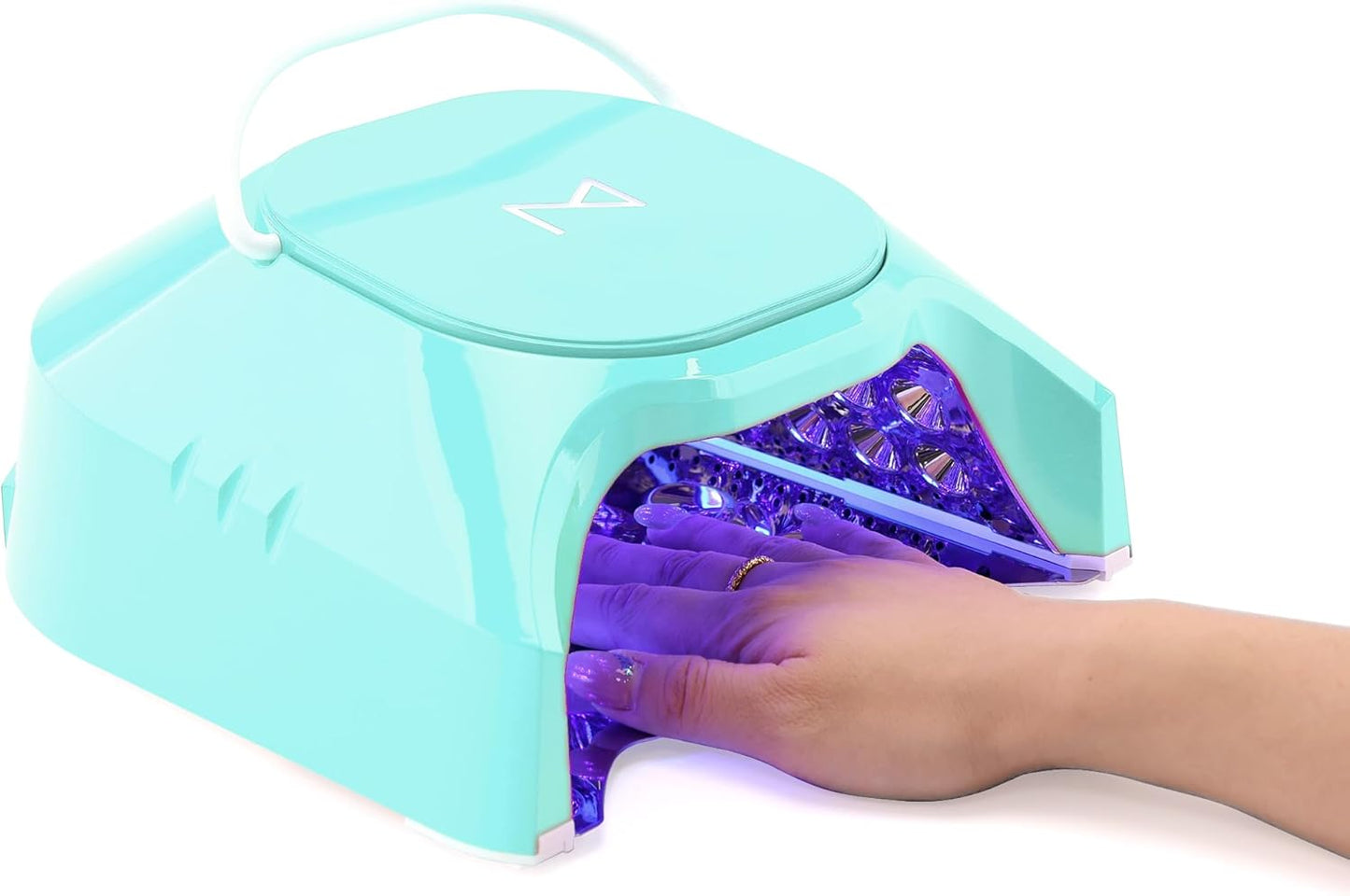 M - GlowPro Professional Hybrid 86W Wireless Rechargeable UV LED Nail Curing Lamp Cordless Nail Dryer for Gel Nails, Manicure, Pedicure (Teal)