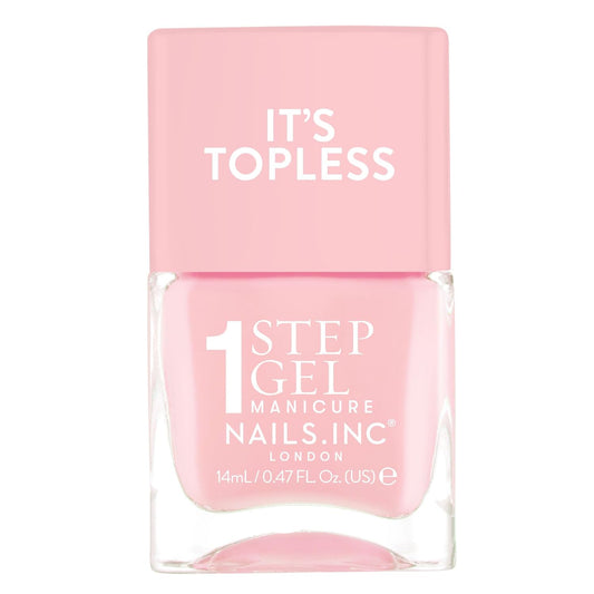Nails Inc It's Topless Gel-Like Nail Polish, 4-in-1 Base Coat, Treatment, Color & Top Coat, Long Lasting, Strong, Chip Free Nails, Glossy Salon Quality Manicure, Air Dry, Sabrina, 0.47 Fl Oz | alldaygood beauty
